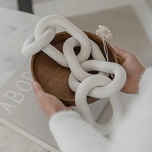 Rustic White Washed Pine Wood Chain Link Decor - Urban Lifestyle Furniture Trading LLC
