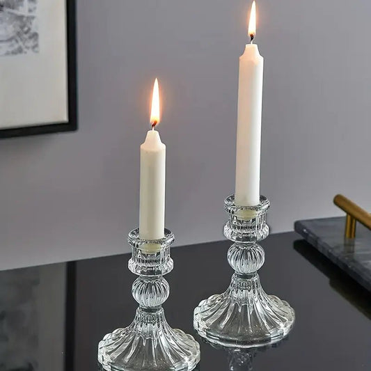 Scandinavian - Inspired Glass Diamond Candle Holder Set of 2 - Urban Lifestyle Furniture
