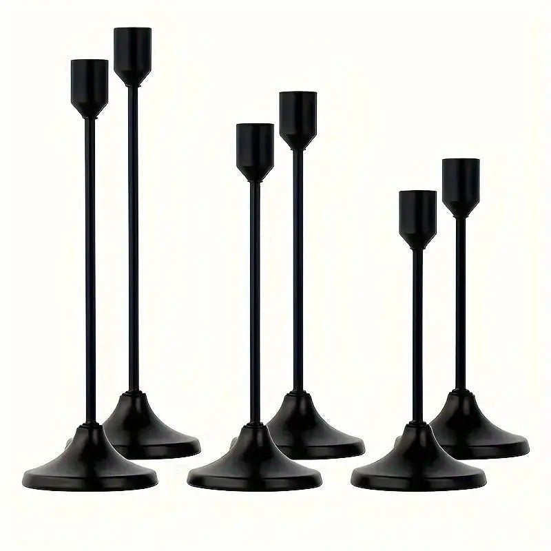 Set Of 6 Candle Holders, Black - Urban Lifestyle Furniture Trading LLC