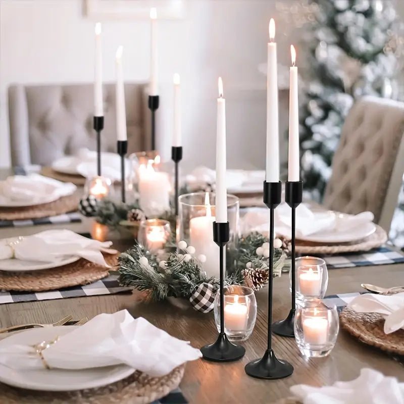 Set Of 6 Candle Holders, Black - Urban Lifestyle Furniture Trading LLC