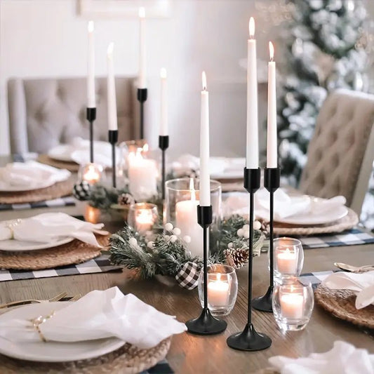 Set Of 6 Candle Holders, Black - Urban Lifestyle Furniture Trading LLC