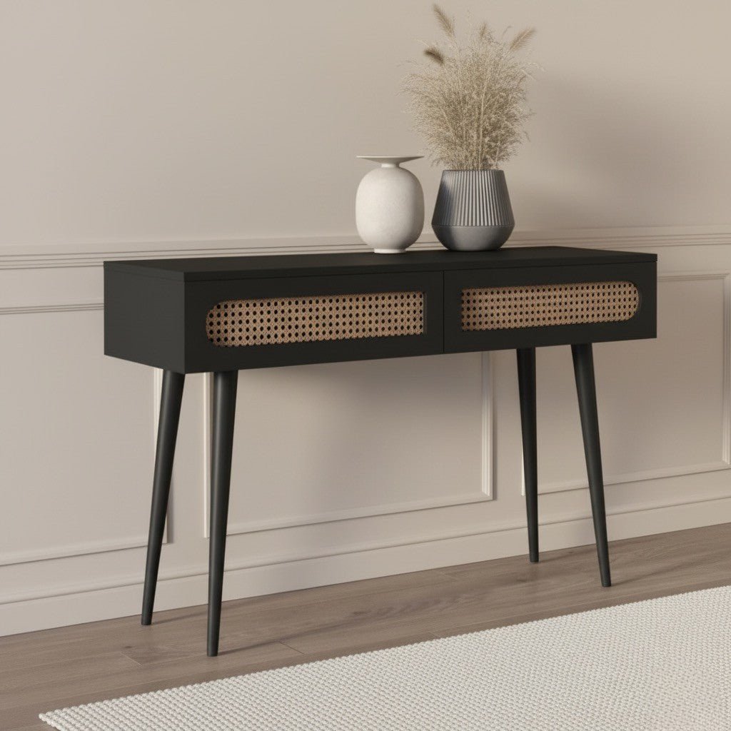 Sura Rattan Console Table Black - Summer Offer - Urban Lifestyle Furniture