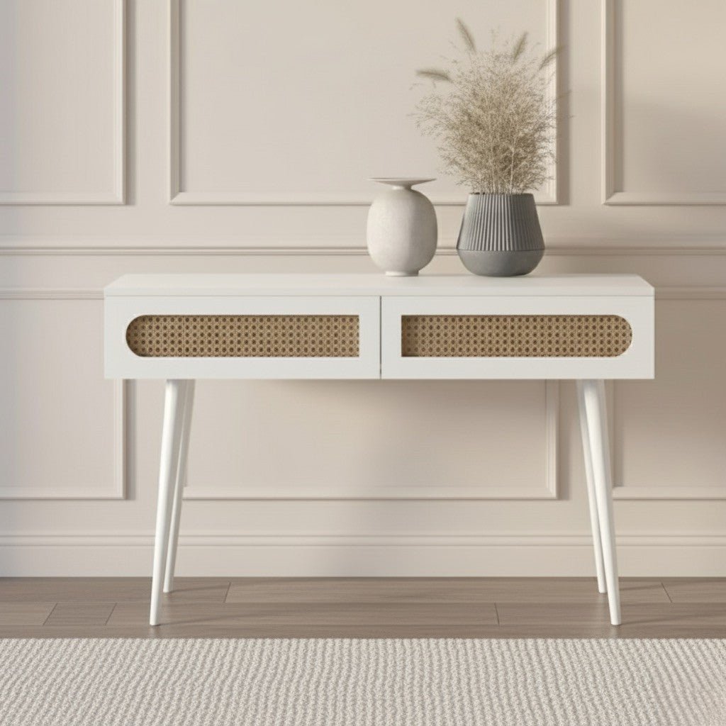 Sura Rattan Console Table White - Urban Lifestyle Furniture