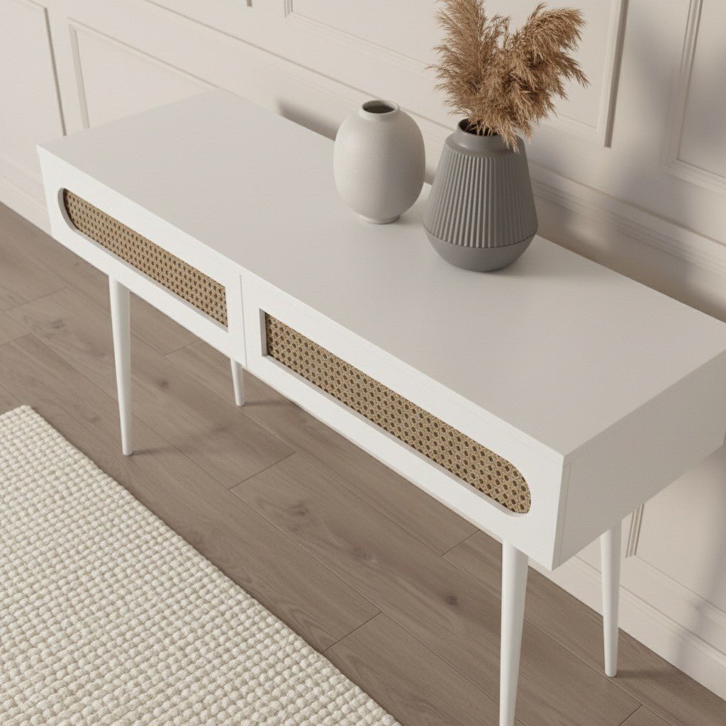 Sura Rattan Console Table White - Urban Lifestyle Furniture
