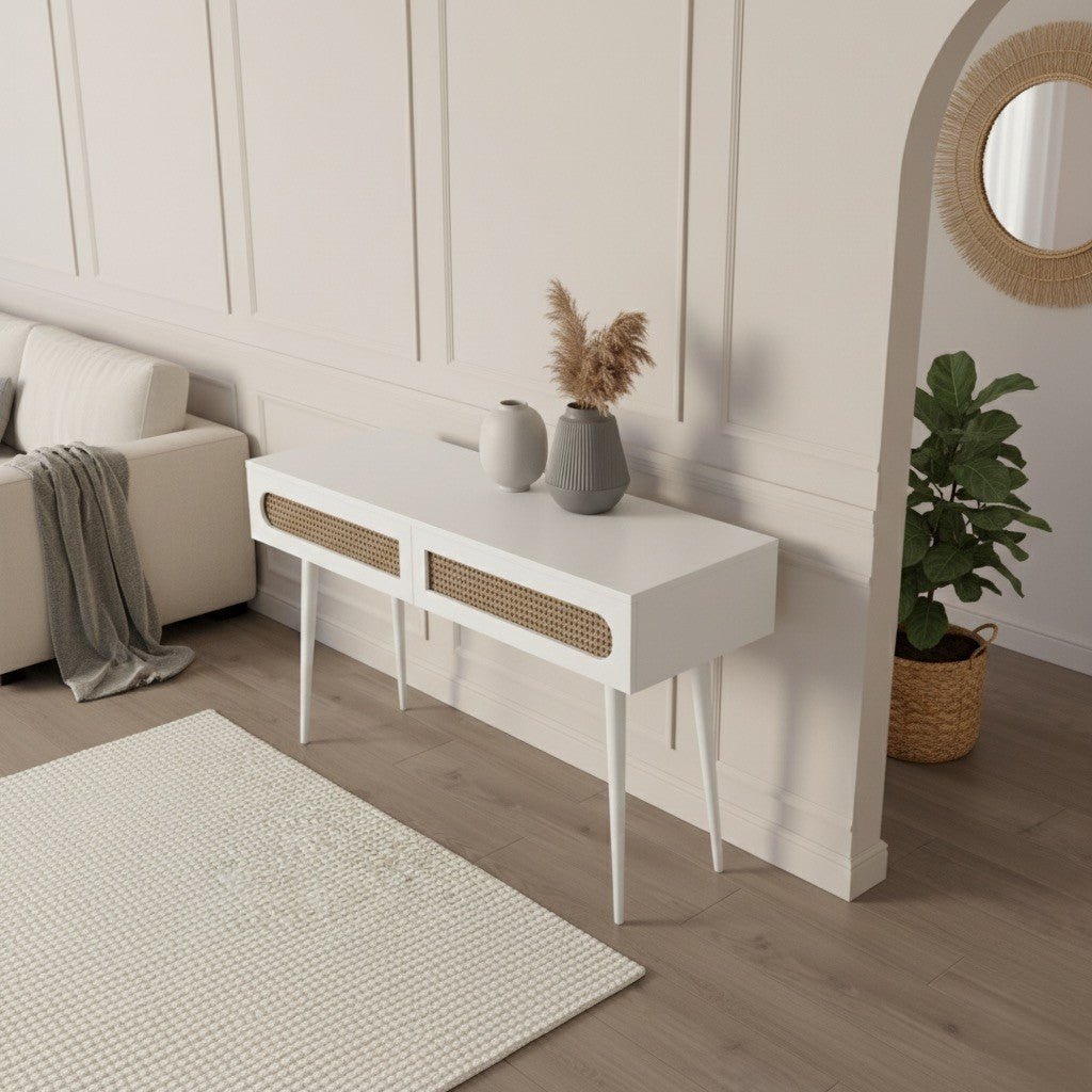 Sura Rattan Console Table White - Urban Lifestyle Furniture