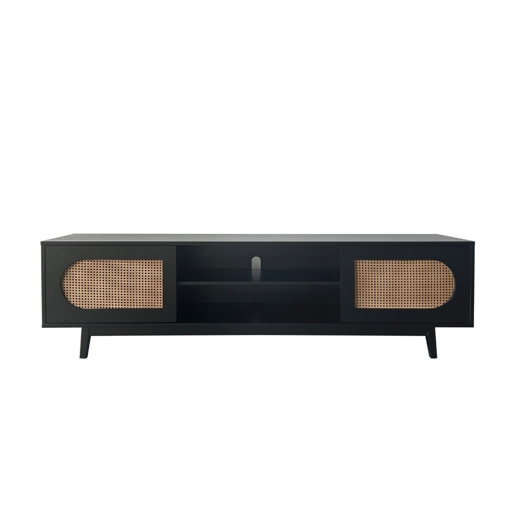 Sura Rattan Tv Unit Black 200cm - Urban Lifestyle Furniture Trading LLC