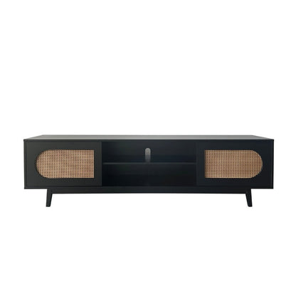 Sura Rattan Tv Unit Black 200cm - Urban Lifestyle Furniture Trading LLC