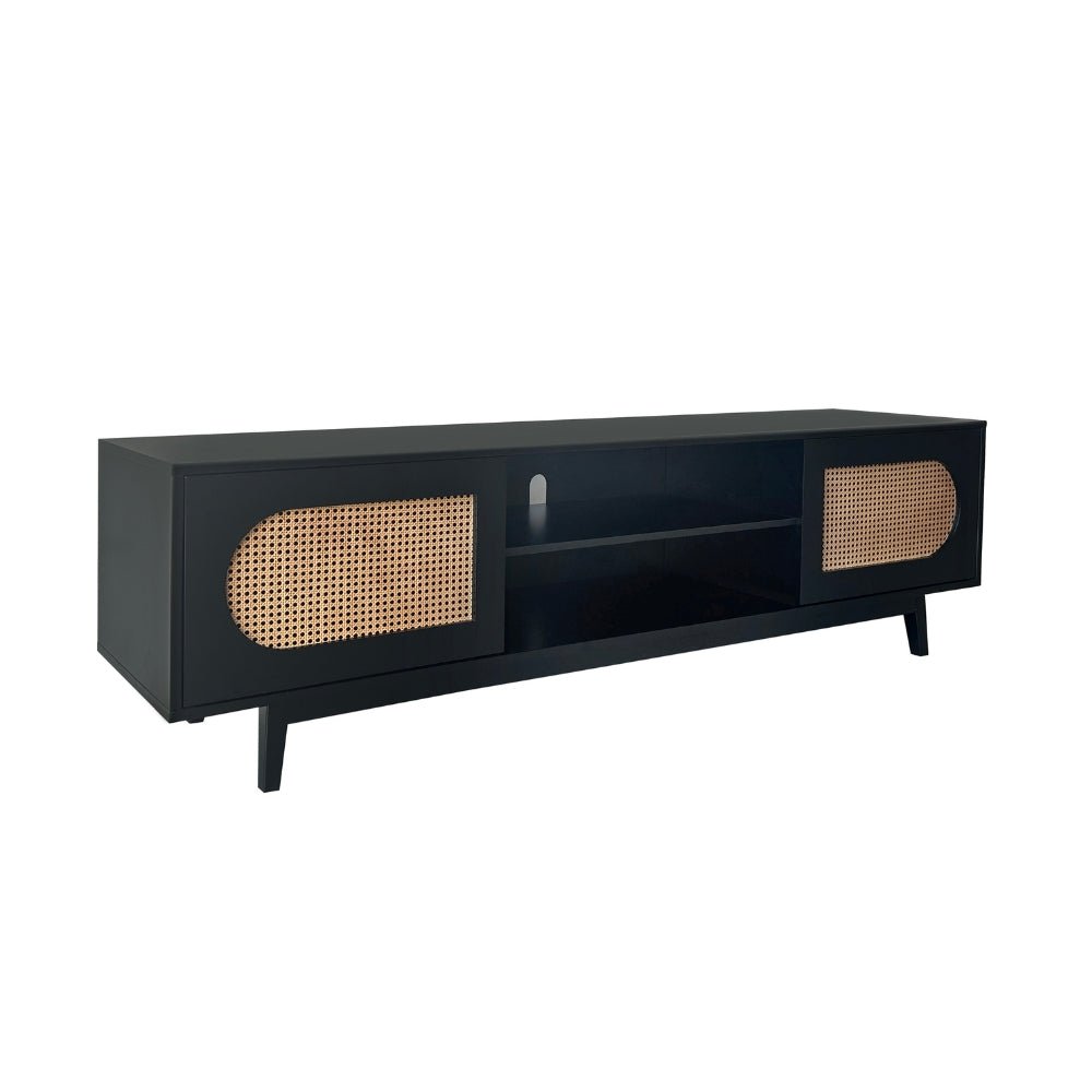 Sura Rattan Tv Unit Black 200cm - Urban Lifestyle Furniture Trading LLC