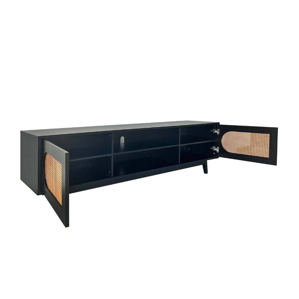 Sura Rattan Tv Unit Black 200cm - Urban Lifestyle Furniture Trading LLC