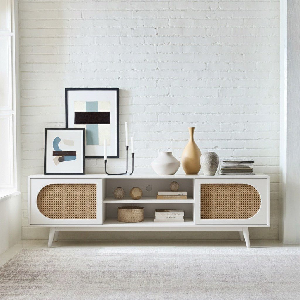 Sura Rattan Tv Unit White 200cm - Urban Lifestyle Furniture