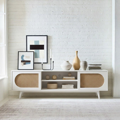 Sura Rattan Tv Unit White 200cm - Urban Lifestyle Furniture