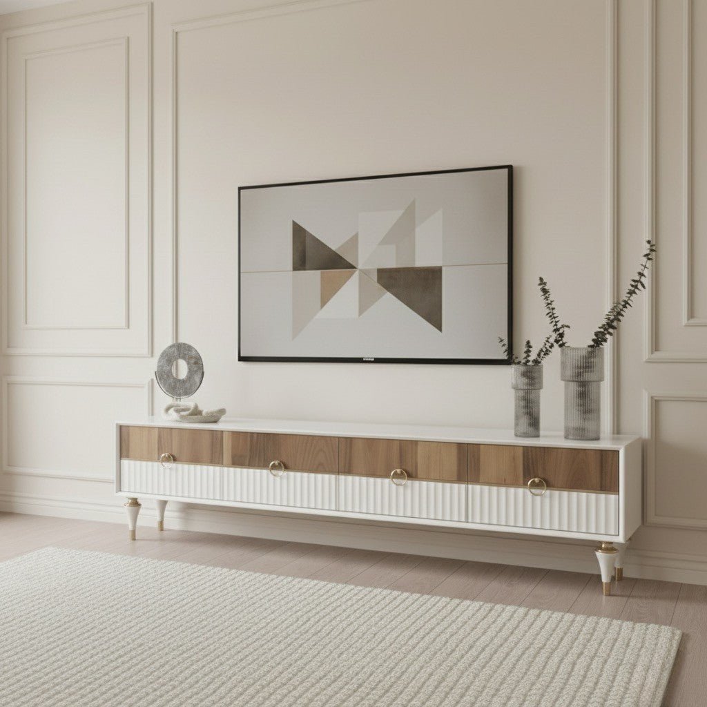 Texas Cream Walnut Tv Unit 200cm - Urban Lifestyle Furniture