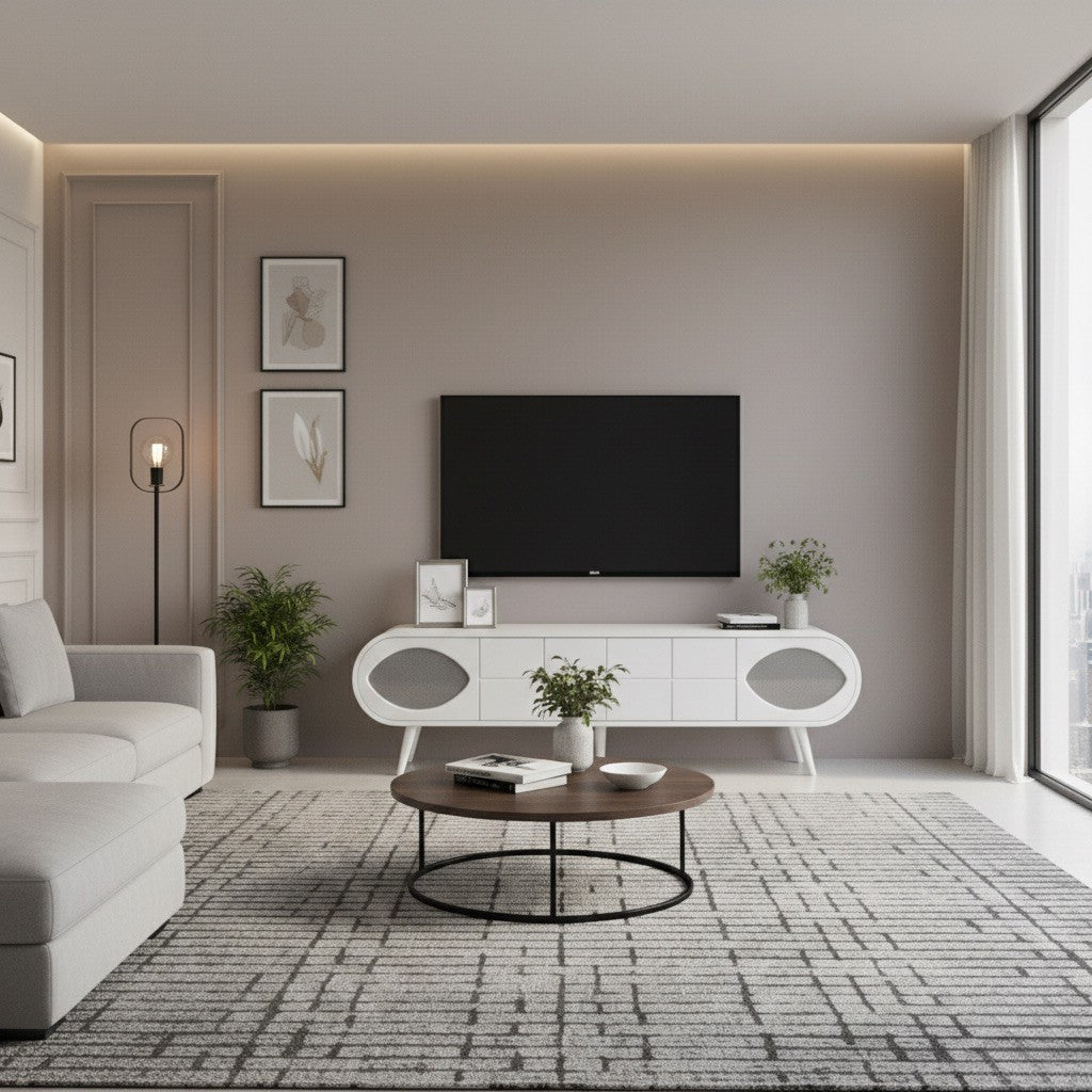 Trench Tv unit Cream 200cm - Urban Lifestyle Furniture