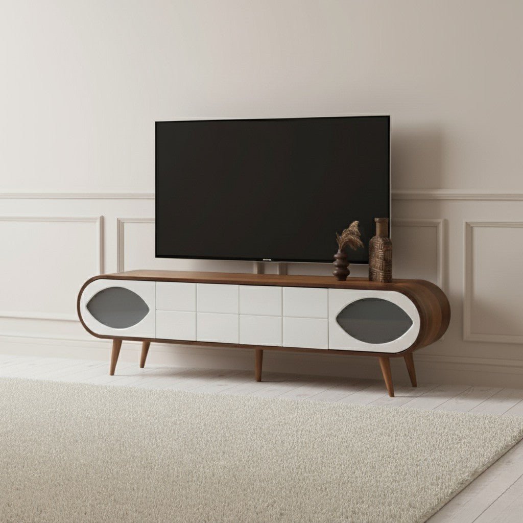 Trench Tv unit Walnut Cream 200cm - Urban Lifestyle Furniture