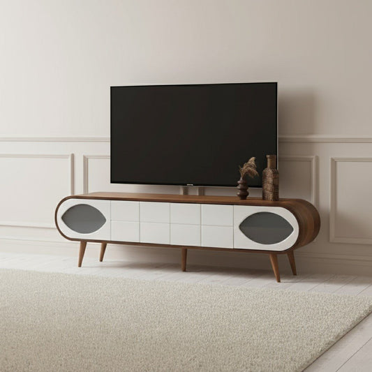 Trench Tv unit Walnut Cream 200cm - Urban Lifestyle Furniture