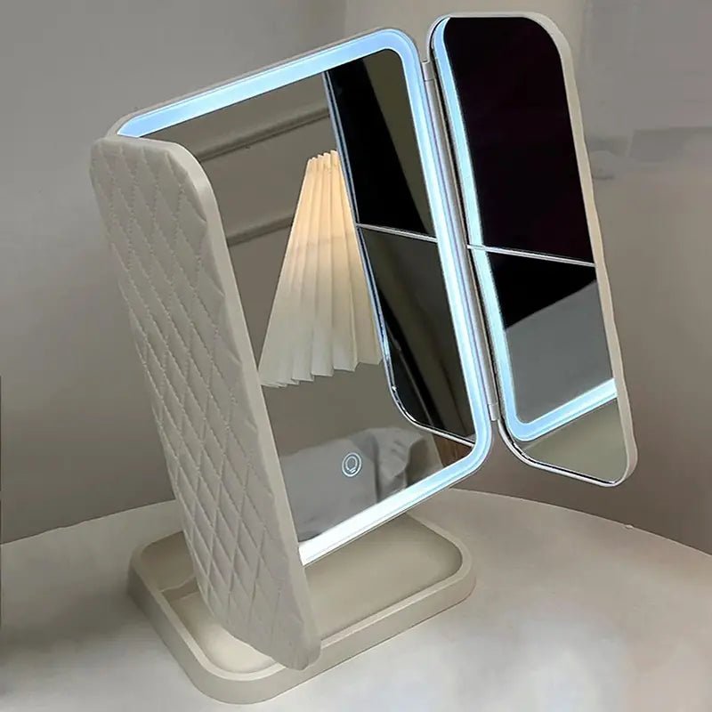 Tri - Fold Makeup Vanity Mirror With Lights - Urban Lifestyle Furniture Trading LLC