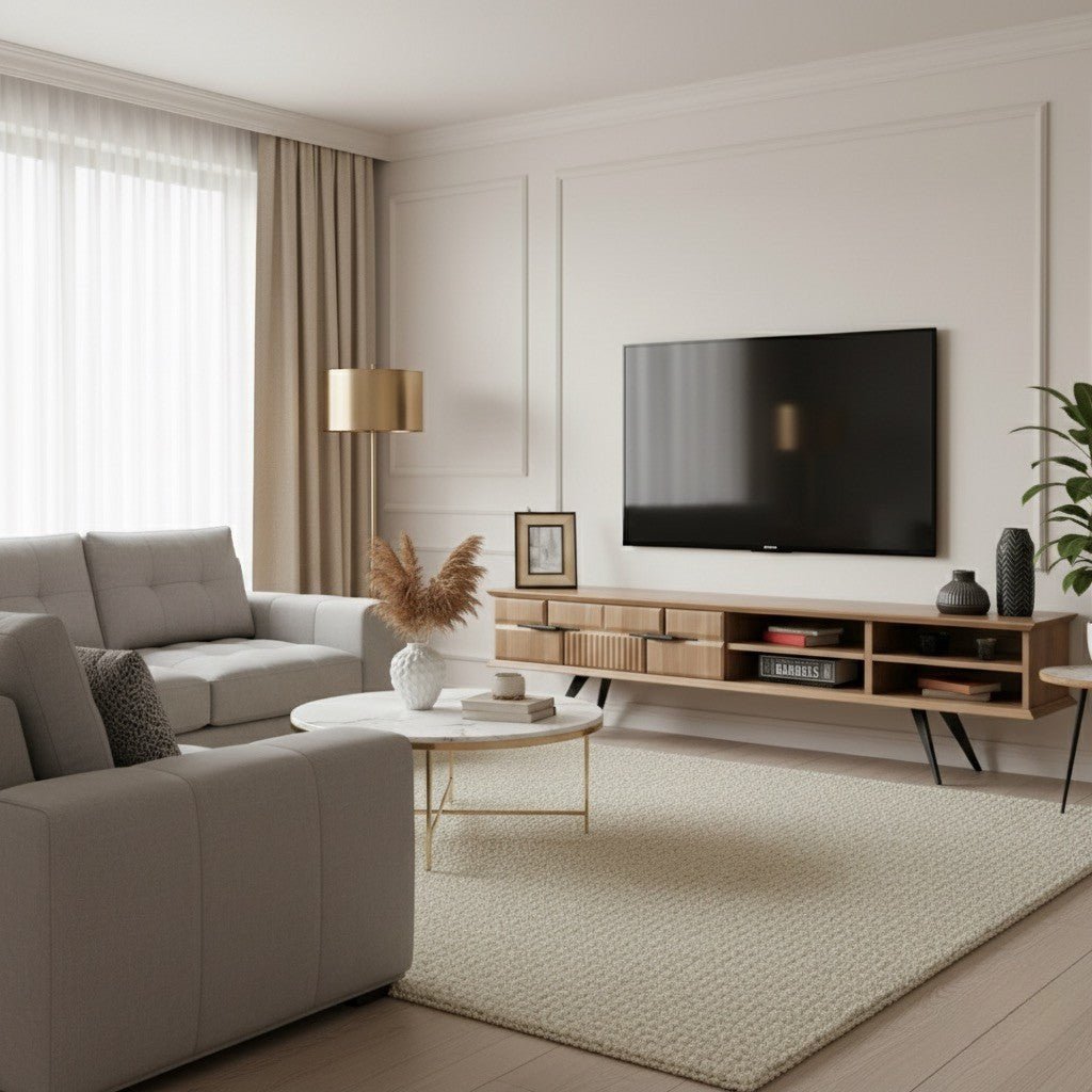 Tribe Wooden Tv Unit Walnut 200cm - Urban Lifestyle Furniture