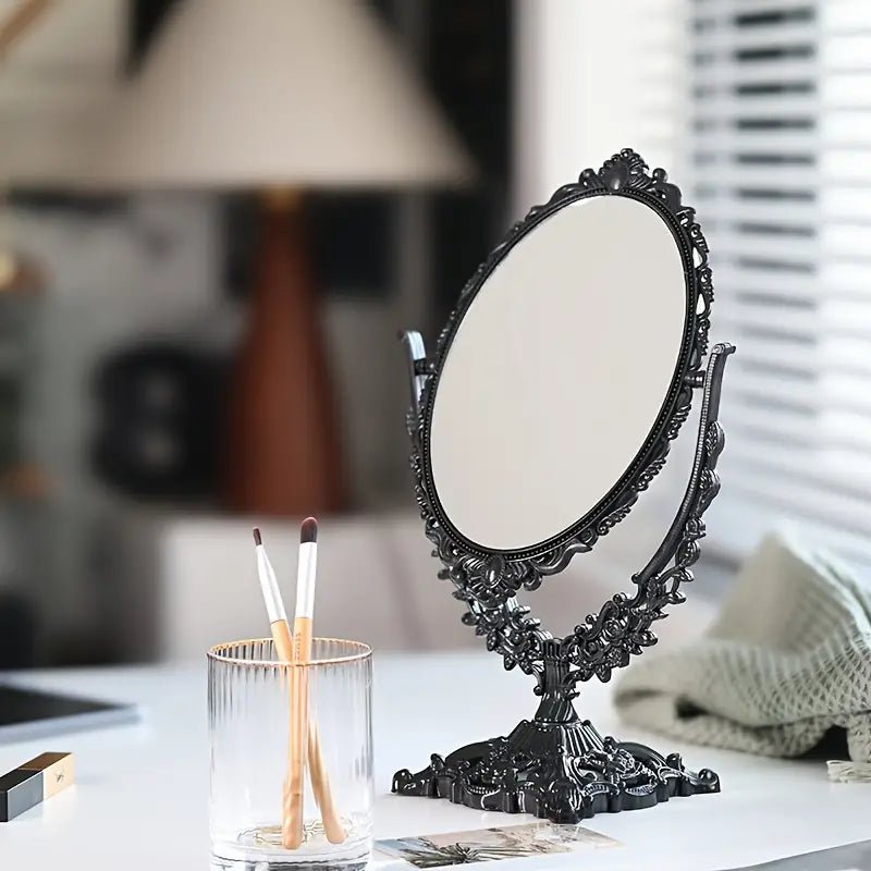 Vintage Black Double - Sided Tabletop Vanity Mirror - Urban Lifestyle Furniture Trading LLC