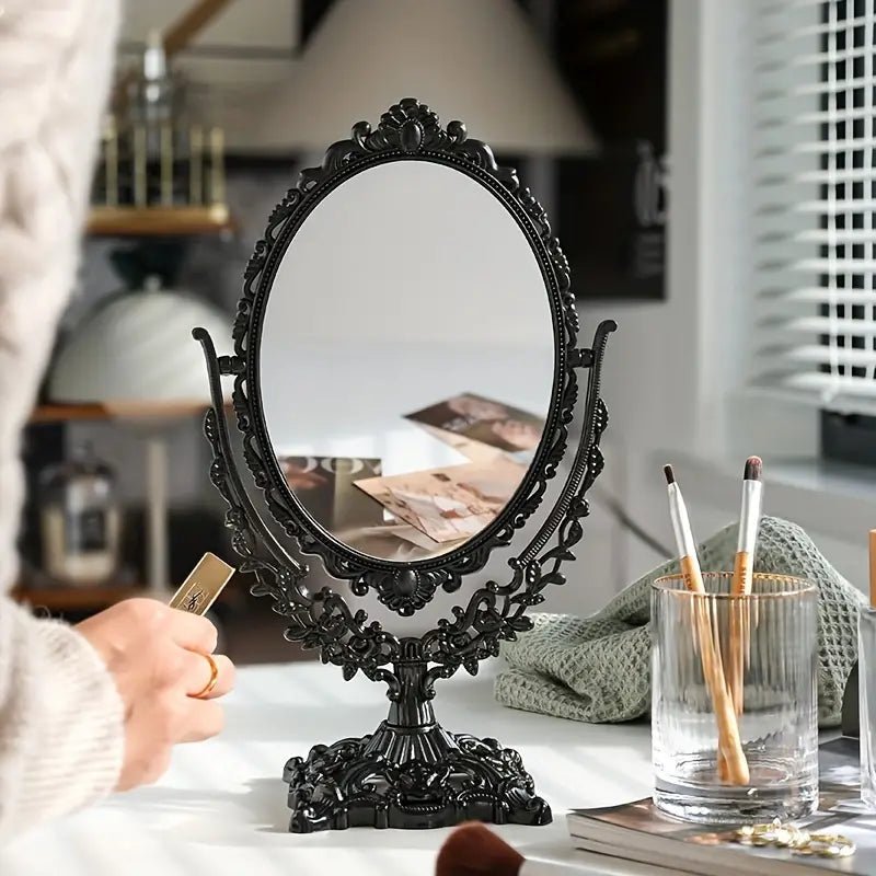 Vintage Black Double - Sided Tabletop Vanity Mirror - Urban Lifestyle Furniture Trading LLC