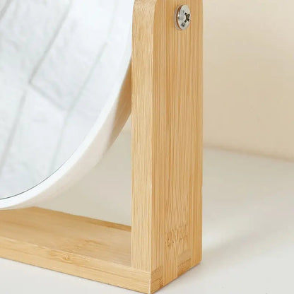 Wooden Frame Double - sided Makeup Mirror With Magnification - Urban Lifestyle Furniture Trading LLC