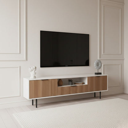 Zara Tv Unit Cream Walnut 200cm - Urban Lifestyle Furniture