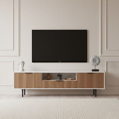 Zara Tv Unit Cream Walnut 200cm - Urban Lifestyle Furniture